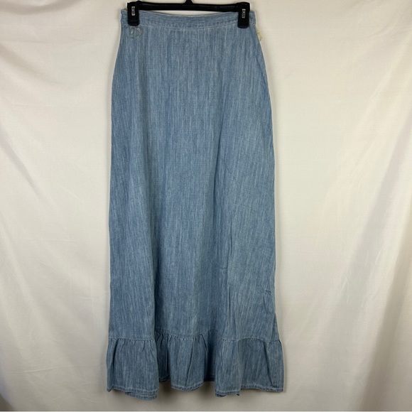Double D ranch linen blend denim maxi skirt size 4 western - Picture 5 of 8
